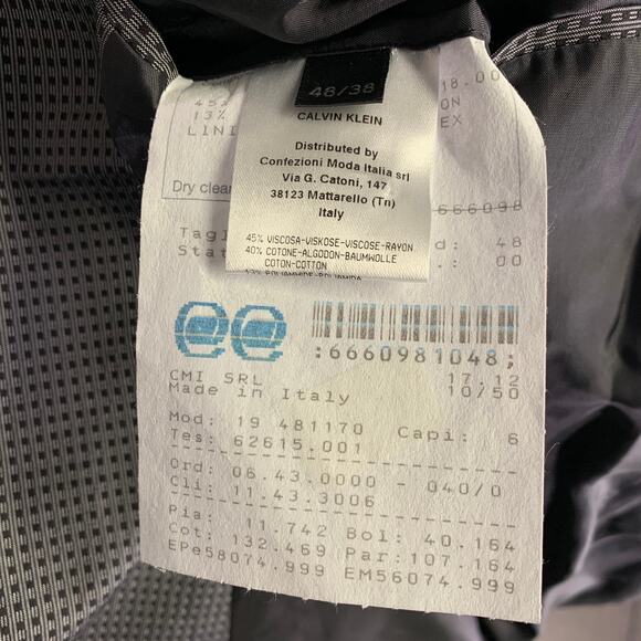 CALVIN KLEIN COLLECTION Size 38 Grey Black Squares Rayon Blend Sport Coat - Picture 9 of 11